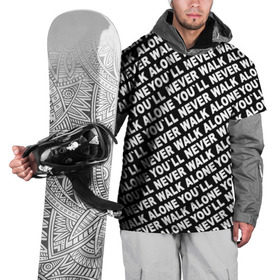 Накидка на куртку 3D с принтом YNWA ЧБ в Тюмени, 100% полиэстер |  | Тематика изображения на принте: liverpool | you ll never walk alone | апл | ливерпуль | футбол