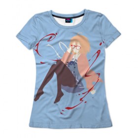 Женская футболка 3D с принтом Kuriyama Mirai в Тюмени, 100% полиэфир ( синтетическое хлопкоподобное полотно) | прямой крой, круглый вырез горловины, длина до линии бедер | kanata | kuriyama | kuriyama mirai | kyoukai | kyoukai no kanata | mirai | за гранью | курияма | мирай