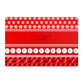 Магнитный плакат 3Х2 с принтом Праздничный Twenty One Pilots в Тюмени, Полимерный материал с магнитным слоем | 6 деталей размером 9*9 см | 21 pilots | красный | новогодний | рождество | снежинки