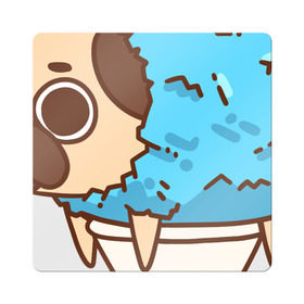 Магнит виниловый Квадрат с принтом мопс-мороженое в Тюмени, полимерный материал с магнитным слоем | размер 9*9 см, закругленные углы | Тематика изображения на принте: pug | мопс