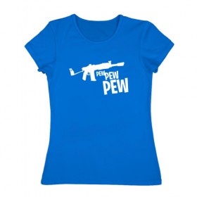 Женская футболка хлопок с принтом Pew в Тюмени, 100% хлопок | прямой крой, круглый вырез горловины, длина до линии бедер, слегка спущенное плечо | 