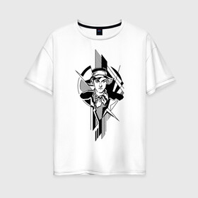 Женская футболка хлопок Oversize с принтом Молодой Маяковский в Тюмени, 100% хлопок | свободный крой, круглый ворот, спущенный рукав, длина до линии бедер
 | авангард | геометрия | портрет | поэт