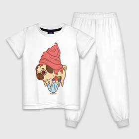 Детская пижама хлопок с принтом мопс-мороженое в Тюмени, 100% хлопок |  брюки и футболка прямого кроя, без карманов, на брюках мягкая резинка на поясе и по низу штанин
 | 