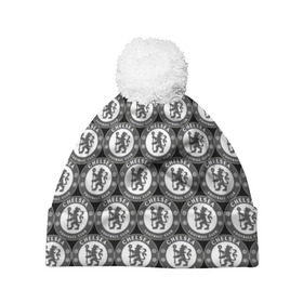 Шапка 3D c помпоном с принтом Chelsea Black&White в Тюмени, 100% полиэстер | универсальный размер, печать по всей поверхности изделия | chelsea | england | football | logo | london | sport | англия | арт | лига | лого | спорт | текстура | фк | футбол | футбольный клуб | челси | эмблема