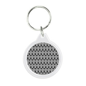 Брелок круглый с принтом Juventus Black&White в Тюмени, пластик и полированная сталь | круглая форма, металлическое крепление в виде кольца | 