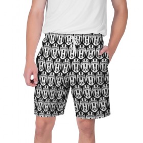 Мужские шорты 3D с принтом Juventus Black&White в Тюмени,  полиэстер 100% | прямой крой, два кармана без застежек по бокам. Мягкая трикотажная резинка на поясе, внутри которой широкие завязки. Длина чуть выше колен | 