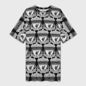 Платье-футболка 3D с принтом Liverpool BlackWhite в Тюмени,  |  | Тематика изображения на принте: england | football | liverpool fc | logo | sport | англия | арт | ливерпуль | лига | лого | спорт | текстура | фк | футбол | футбольный клуб | эмблема