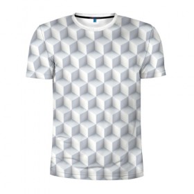 Мужская футболка 3D спортивная с принтом 3D Кубы в Тюмени, 100% полиэстер с улучшенными характеристиками | приталенный силуэт, круглая горловина, широкие плечи, сужается к линии бедра | 3д | иллюзия | куб | кубы | паттерн | текстура | узор