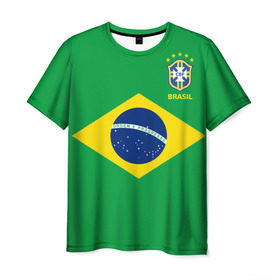 Мужская футболка 3D с принтом Бразилия, форма в Тюмени, 100% полиэфир | прямой крой, круглый вырез горловины, длина до линии бедер | Тематика изображения на принте: brazil | uniform