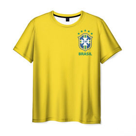 Мужская футболка 3D с принтом Бразилия, форма в Тюмени, 100% полиэфир | прямой крой, круглый вырез горловины, длина до линии бедер | Тематика изображения на принте: brazil | uniform | бразильская | конфедерация