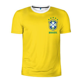 Мужская футболка 3D спортивная с принтом Бразилия, форма в Тюмени, 100% полиэстер с улучшенными характеристиками | приталенный силуэт, круглая горловина, широкие плечи, сужается к линии бедра | brazil | uniform | бразильская | конфедерация
