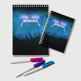 Блокнот с принтом Metallica в Тюмени, 100% бумага | 48 листов, плотность листов — 60 г/м2, плотность картонной обложки — 250 г/м2. Листы скреплены удобной пружинной спиралью. Цвет линий — светло-серый
 | band | metal | metallica | music | rock | атрибутика | группа | метал | музыка | рок