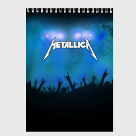 Скетчбук с принтом Metallica в Тюмени, 100% бумага
 | 48 листов, плотность листов — 100 г/м2, плотность картонной обложки — 250 г/м2. Листы скреплены сверху удобной пружинной спиралью | band | metal | metallica | music | rock | атрибутика | группа | метал | музыка | рок