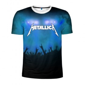 Мужская футболка 3D спортивная с принтом Metallica в Тюмени, 100% полиэстер с улучшенными характеристиками | приталенный силуэт, круглая горловина, широкие плечи, сужается к линии бедра | Тематика изображения на принте: band | metal | metallica | music | rock | атрибутика | группа | метал | музыка | рок