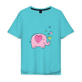 Мужская футболка хлопок Oversize с принтом Слоненок в Тюмени, 100% хлопок | свободный крой, круглый ворот, “спинка” длиннее передней части | 14 | 14февраля | elephant | happy | happyvalentine | love | valentinesday | деньвсехвлюбленных | деньсвятоговалентина | любовь | мило | нежно | праздник | рисунок | сердца | сердце | слоненок