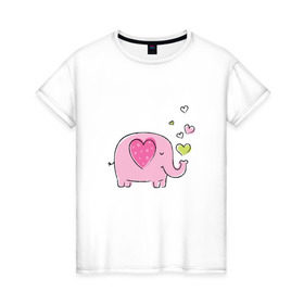 Женская футболка хлопок с принтом Слоненок в Тюмени, 100% хлопок | прямой крой, круглый вырез горловины, длина до линии бедер, слегка спущенное плечо | 14 | 14февраля | elephant | happy | happyvalentine | love | valentinesday | деньвсехвлюбленных | деньсвятоговалентина | любовь | мило | нежно | праздник | рисунок | сердца | сердце | слоненок