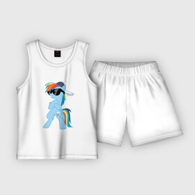 Детская пижама с шортами хлопок с принтом Крутая пони в Тюмени,  |  | my little pony | swag | арт | игра | крутая | лошадь | май литл пони | мультфильм | прикольные