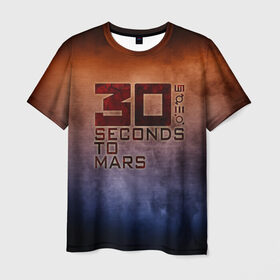 Мужская футболка 3D с принтом 30 seconds to mars в Тюмени, 100% полиэфир | прямой крой, круглый вырез горловины, длина до линии бедер | 