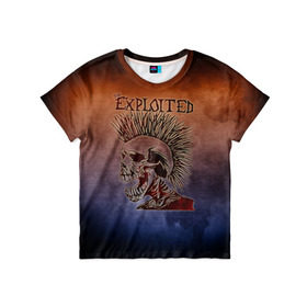 Детская футболка 3D с принтом The Exploited в Тюмени, 100% гипоаллергенный полиэфир | прямой крой, круглый вырез горловины, длина до линии бедер, чуть спущенное плечо, ткань немного тянется | band | metal | music | rock | the exploited | атрибутика | группа | метал | музыка | рок