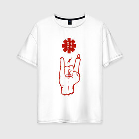Женская футболка хлопок Oversize с принтом Коза Red Hot Chili Peppers в Тюмени, 100% хлопок | свободный крой, круглый ворот, спущенный рукав, длина до линии бедер
 | red hot chili peppers | rhcp | перцы | ред хот чили пепперс | рхчп | рэд