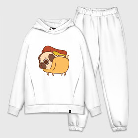 Мужской костюм хлопок OVERSIZE с принтом мопс хотдог в Тюмени,  |  | pug | мопс