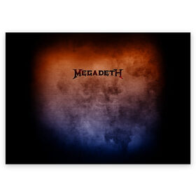 Поздравительная открытка с принтом Megadeth в Тюмени, 100% бумага | плотность бумаги 280 г/м2, матовая, на обратной стороне линовка и место для марки
 | Тематика изображения на принте: band | megadeth | metal | music | rock | атрибутика | группа | метал | музыка | рок