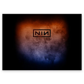 Поздравительная открытка с принтом Nine Inch Nails в Тюмени, 100% бумага | плотность бумаги 280 г/м2, матовая, на обратной стороне линовка и место для марки
 | Тематика изображения на принте: band | metal | music | nine inch nails | rock | атрибутика | группа | метал | музыка | рок