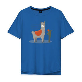 Мужская футболка хлопок Oversize с принтом alpaca-llama в Тюмени, 100% хлопок | свободный крой, круглый ворот, “спинка” длиннее передней части | alpaca | llama | альпака | кактус | лама