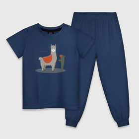 Детская пижама хлопок с принтом alpaca-llama в Тюмени, 100% хлопок |  брюки и футболка прямого кроя, без карманов, на брюках мягкая резинка на поясе и по низу штанин
 | Тематика изображения на принте: alpaca | llama | альпака | кактус | лама