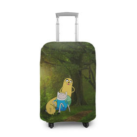 Чехол для чемодана 3D с принтом Adventure Time в Тюмени, 86% полиэфир, 14% спандекс | двустороннее нанесение принта, прорези для ручек и колес | adventure time | время приключений