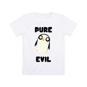 Детская футболка хлопок с принтом Пингвин в Тюмени, 100% хлопок | круглый вырез горловины, полуприлегающий силуэт, длина до линии бедер | adventure time | время приключений | гантер | пингвин