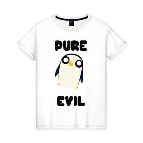 Женская футболка хлопок с принтом Пингвин в Тюмени, 100% хлопок | прямой крой, круглый вырез горловины, длина до линии бедер, слегка спущенное плечо | adventure time | время приключений | гантер | пингвин
