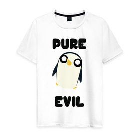 Мужская футболка хлопок с принтом Пингвин в Тюмени, 100% хлопок | прямой крой, круглый вырез горловины, длина до линии бедер, слегка спущенное плечо. | adventure time | время приключений | гантер | пингвин
