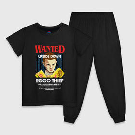 Детская пижама хлопок с принтом Wanted: Eggo Thief / 11 в Тюмени, 100% хлопок |  брюки и футболка прямого кроя, без карманов, на брюках мягкая резинка на поясе и по низу штанин
 | 11 | netflix | stranger | things | бобби | браун | милли | нетфликс | одиннадцать