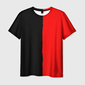 Мужская футболка 3D с принтом Red & Black в Тюмени, 100% полиэфир | прямой крой, круглый вырез горловины, длина до линии бедер | black | duotone | phrases | red | text | двухцветный | красный | мат | надписи | половины | полоса | текст | фразы | черный
