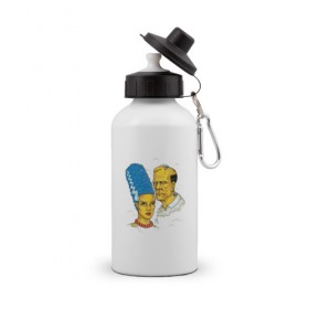 Бутылка спортивная с принтом Симпсоны в Тюмени, металл | емкость — 500 мл, в комплекте две пластиковые крышки и карабин для крепления | 
