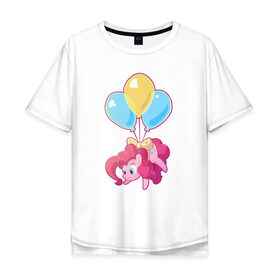 Мужская футболка хлопок Oversize с принтом Chibi Pinkie Pie в Тюмени, 100% хлопок | свободный крой, круглый ворот, “спинка” длиннее передней части | Тематика изображения на принте: cartoon | chibi | fim | mlp | mult | my little pony | pinkie | pinkie pie | pony | млп | пинки пай | пони