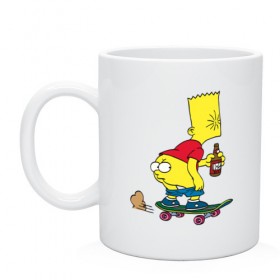 Кружка с принтом Bart Simpson в Тюмени, керамика | объем — 330 мл, диаметр — 80 мм. Принт наносится на бока кружки, можно сделать два разных изображения | Тематика изображения на принте: skate | барт | борд | скейт