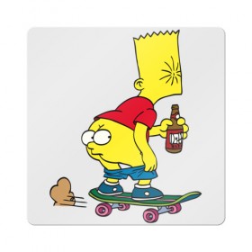 Магнит виниловый Квадрат с принтом Bart Simpson в Тюмени, полимерный материал с магнитным слоем | размер 9*9 см, закругленные углы | skate | барт | борд | скейт