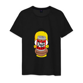 Мужская футболка хлопок с принтом Homer в Тюмени, 100% хлопок | прямой крой, круглый вырез горловины, длина до линии бедер, слегка спущенное плечо. | duff beer | simpsons | гомер