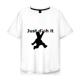 Мужская футболка хлопок Oversize с принтом Just Doh It в Тюмени, 100% хлопок | свободный крой, круглый ворот, “спинка” длиннее передней части | doh | donut | homer | simpsons | гомер | пончик