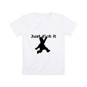Детская футболка хлопок с принтом Just Doh It в Тюмени, 100% хлопок | круглый вырез горловины, полуприлегающий силуэт, длина до линии бедер | Тематика изображения на принте: doh | donut | homer | simpsons | гомер | пончик