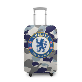 Чехол для чемодана 3D с принтом FC Chelsea Camouflage в Тюмени, 86% полиэфир, 14% спандекс | двустороннее нанесение принта, прорези для ручек и колес | 