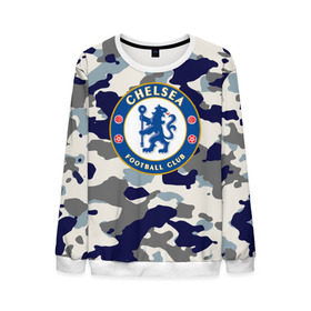 Мужской свитшот 3D с принтом FC Chelsea Camouflage в Тюмени, 100% полиэстер с мягким внутренним слоем | круглый вырез горловины, мягкая резинка на манжетах и поясе, свободная посадка по фигуре | 