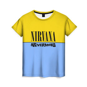 Женская футболка 3D с принтом Nirvana nevermino в Тюмени, 100% полиэфир ( синтетическое хлопкоподобное полотно) | прямой крой, круглый вырез горловины, длина до линии бедер | cobain | kurt | nevermino | nirvana | альтернативный | гранж | грол | группа | дональд | кобейн | курт | музыка | надпись | нервана | нирвана | новоселич | певец | рок | смайл | смайлик | солист
