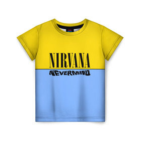 Детская футболка 3D с принтом Nirvana nevermino в Тюмени, 100% гипоаллергенный полиэфир | прямой крой, круглый вырез горловины, длина до линии бедер, чуть спущенное плечо, ткань немного тянется | cobain | kurt | nevermino | nirvana | альтернативный | гранж | грол | группа | дональд | кобейн | курт | музыка | надпись | нервана | нирвана | новоселич | певец | рок | смайл | смайлик | солист