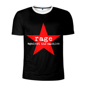 Мужская футболка 3D спортивная с принтом Rage Against the Machine в Тюмени, 100% полиэстер с улучшенными характеристиками | приталенный силуэт, круглая горловина, широкие плечи, сужается к линии бедра | Тематика изображения на принте: 