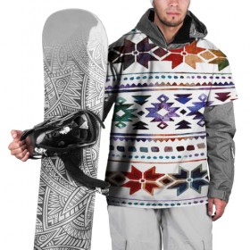 Накидка на куртку 3D с принтом Снежинки акварель в Тюмени, 100% полиэстер |  | christmas | snow | краски | новый год | олени | рождество | снег | снежинки