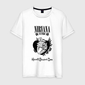 Мужская футболка хлопок с принтом Nirvana in utero в Тюмени, 100% хлопок | прямой крой, круглый вырез горловины, длина до линии бедер, слегка спущенное плечо. | cobain | kurt | nevermino | nirvana | альтернативный | гранж | грол | группа | дональд | кобейн | курт | музыка | надпись | нервана | нирвана | новоселич | певец | рок | смайл | смайлик | солист