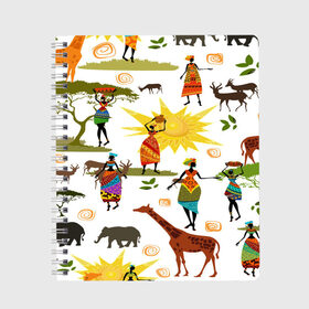 Тетрадь с принтом Африканский континет в Тюмени, 100% бумага | 48 листов, плотность листов — 60 г/м2, плотность картонной обложки — 250 г/м2. Листы скреплены сбоку удобной пружинной спиралью. Уголки страниц и обложки скругленные. Цвет линий — светло-серый
 | Тематика изображения на принте: afrika | pattern | африка | африканские мотивы | африканские узоры | солнце | узор | этника | южный континент